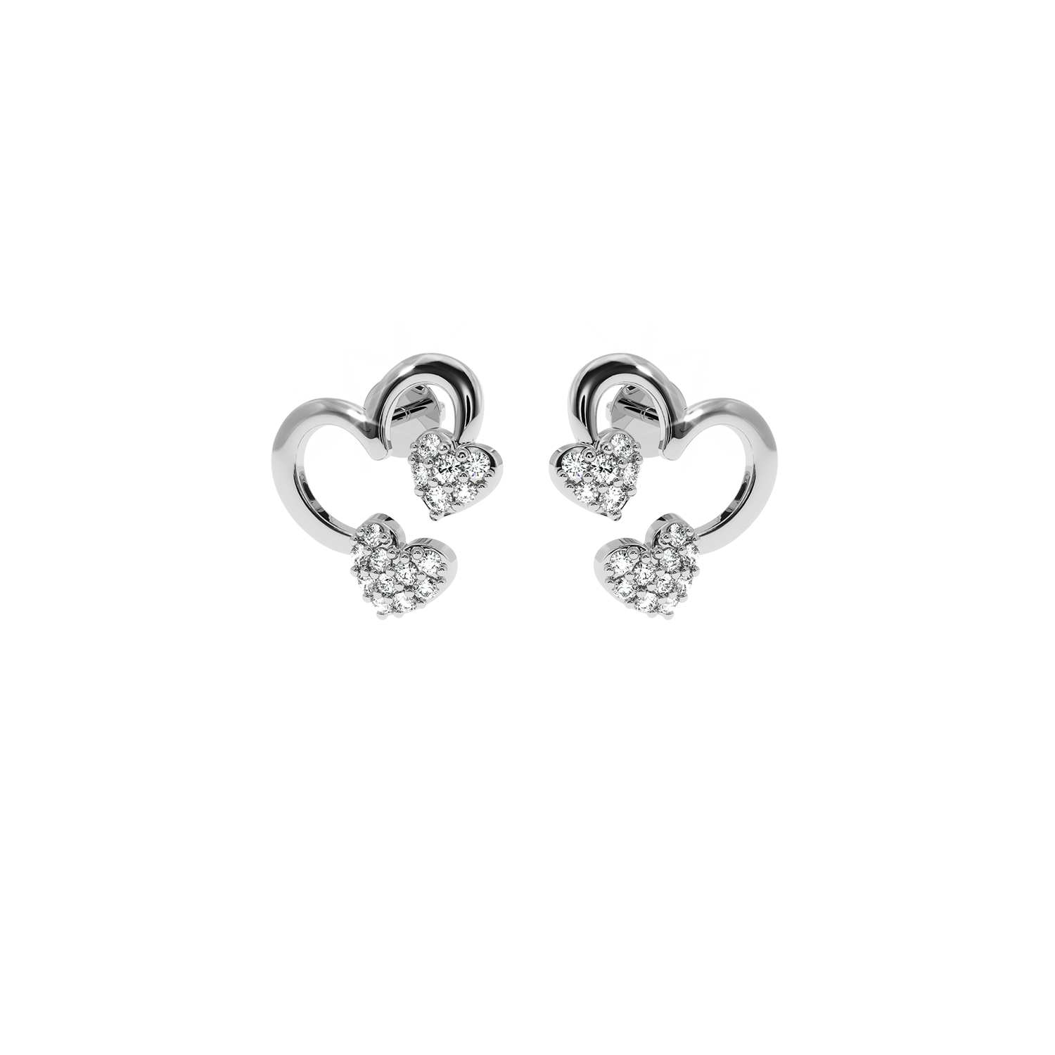 Solitairekart 0.20ct Lab Diamond Twin Heart Earrings